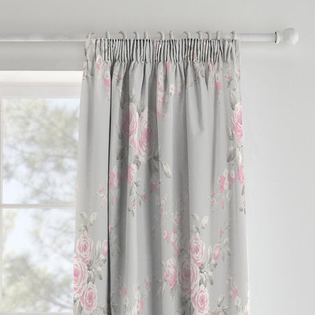 Canterbury Floral Tape Top Curtains Grey by Catherine Lansfield