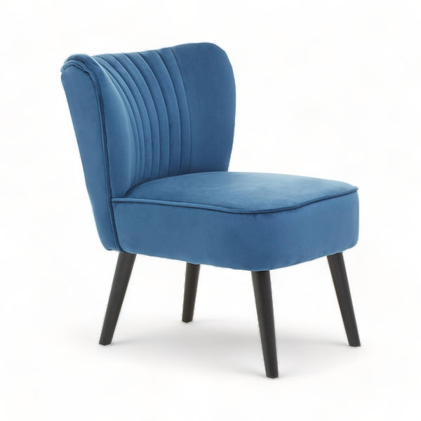 Blue Velvet Chair Black Splayed Legs