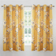 Catherine Lansfield Canterbury Floral Ready Made Eyelet Curtains - Ochre
