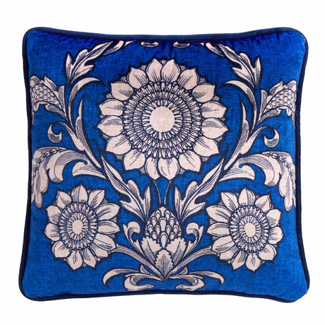 Romilly Velvet Cushion Blue by Laurence Llewelyn-Bowen