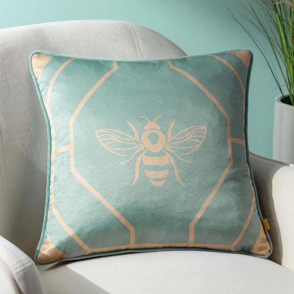 Bee Deco Geometric Cushion Cover Eau de Nil
