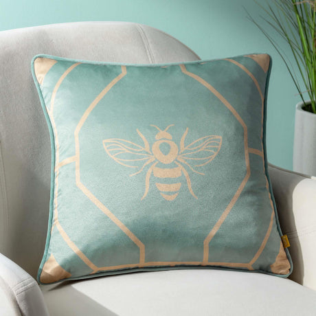 Bee Deco Geometric Cushion Cover 17" x 17" (43cm x 43cm) - Eau de Nil