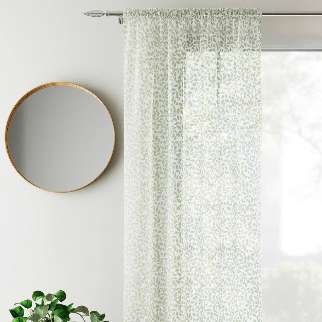 Willow Green Voile Curtains Panel