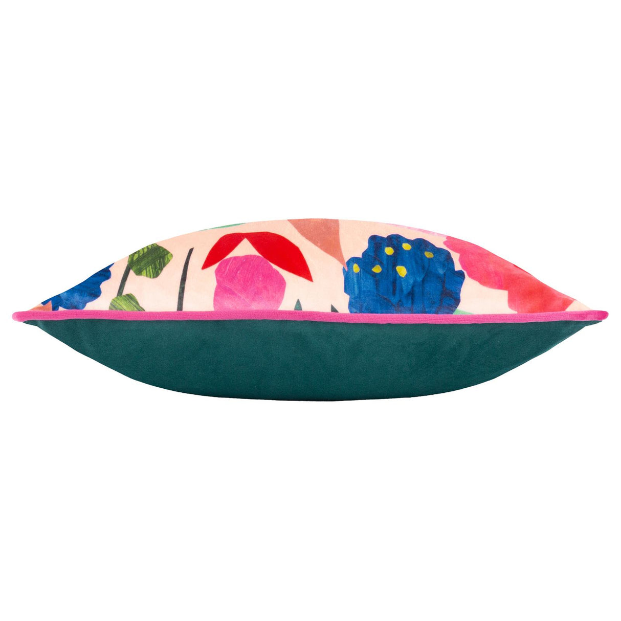 Floral Collage Illustrated Velvet Cushion Cover 17" x 17" by Kate Merritt