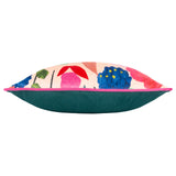 Floral Collage Illustrated Velvet Cushion Cover 17" x 17" by Kate Merritt