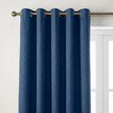 Blackout Linen Look Eyelet Curtains - Blue image 2