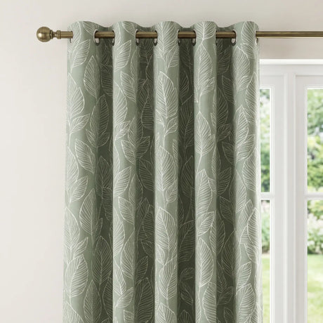 Matteo Leaf Ready Made Cotton Eyelet Curtains 8