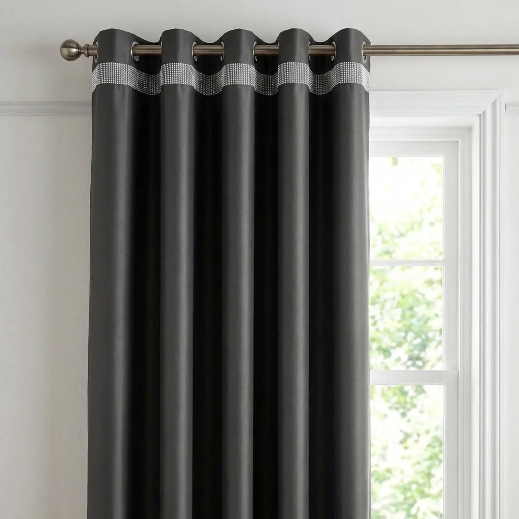Palace Blockout Eyelet Curtains - Charcoal image 2