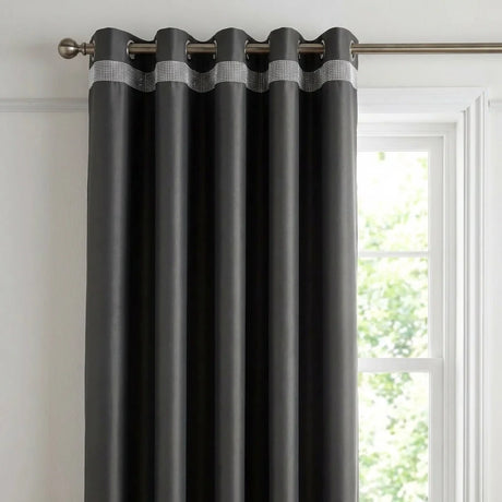 Palace Blockout Eyelet Curtains - Charcoal image 2