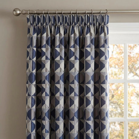 Skandi Geometric Jacquard Lined Tape Top Curtains 8