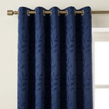 Tivoli Leaf Jacquard Lined Eyelet Curtains - Navy image 2