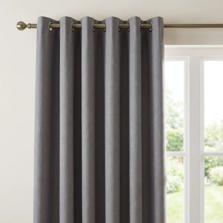 Elise Blackout Room Darkening Eyelet Curtains - Silver image 2