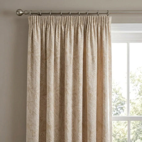 Botanic Lined Tape Top Pencil Pleat Curtains - Cream image 2