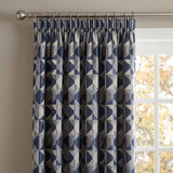 Skandi Geometric Jacquard Lined Tape Top Curtains - Navy image 2