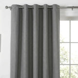 Sorbonne Cotton Lined Ready Made Eyelet Curtains - Charcoal image 2