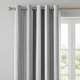 Whitworth Stripe Lined Eyelet Curtains - Grey image 2