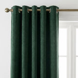 Chenille Blackout Eyelet Ring Top Curtains - Green image 2