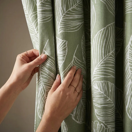 Matteo Leaf Ready Made Cotton Eyelet Curtains 9