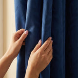 Tivoli Leaf Jacquard Lined Eyelet Curtains - Navy image 3
