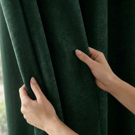 Chenille Blackout Eyelet Ring Top Curtains 9