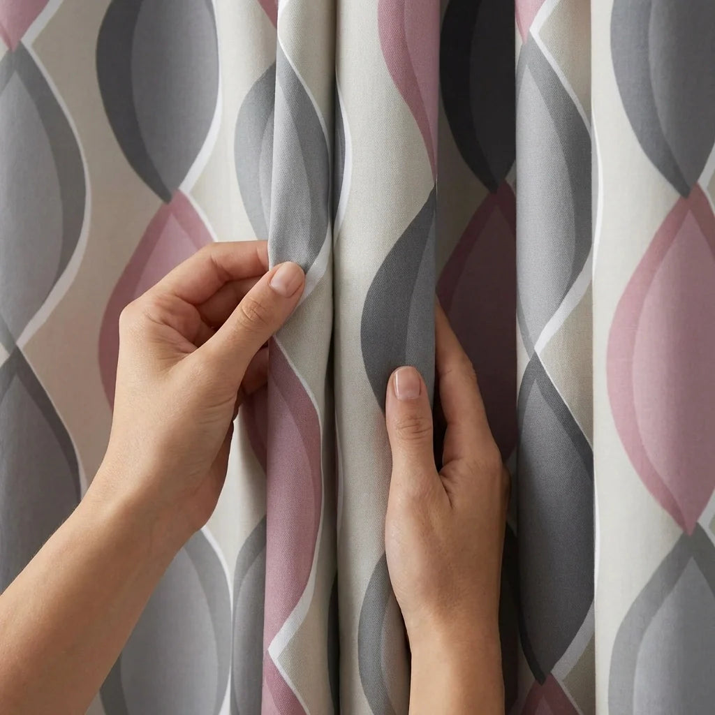 Lennox Cotton Eyelet Curtains Ready Made - Blush image 3