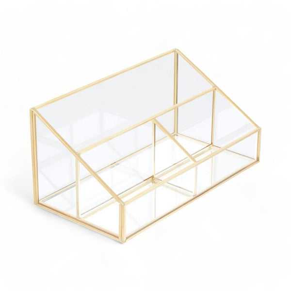 3 Compartment Gold Glass Organiser - Ideal
