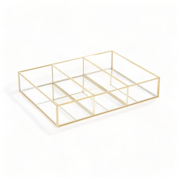 3 Compartment Gold Glass Tray - Ideal
