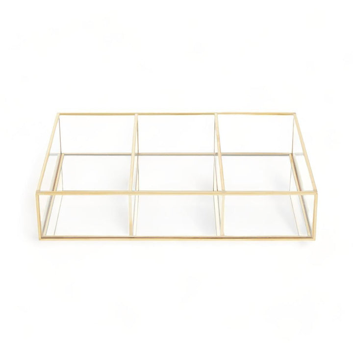 3 Compartment Gold Glass Tray - Ideal