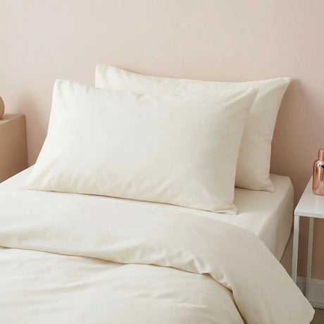 Plain Percale Housewife Pillowcase Pair Cream