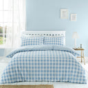 Seersucker Gingham Check Blue Duvet Cover Set