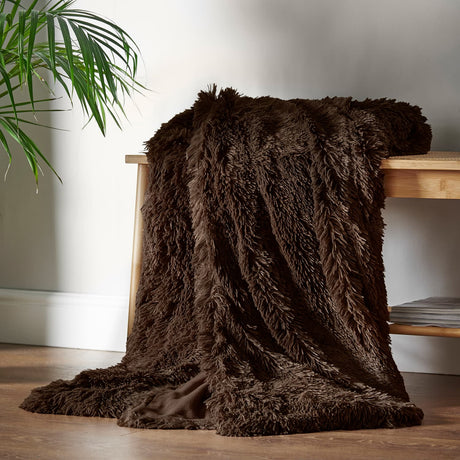 Catherine Lansfield Cuddly Reversible Throw – Cream – 150cm x 200cm / 245cm x 280cm - Cuddly Chocolate Throw