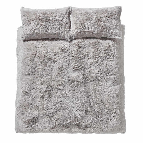 Catherine Lansfield Cuddly Duvet Cover Set - Cuddly Duvet Set Silver