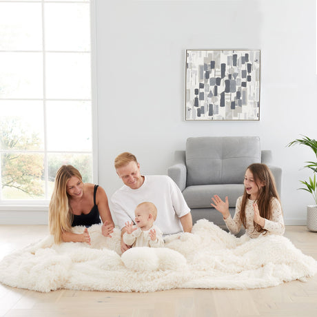 Catherine Lansfield Cuddly Reversible Throw – Cream – 150cm x 200cm / 245cm x 280cm