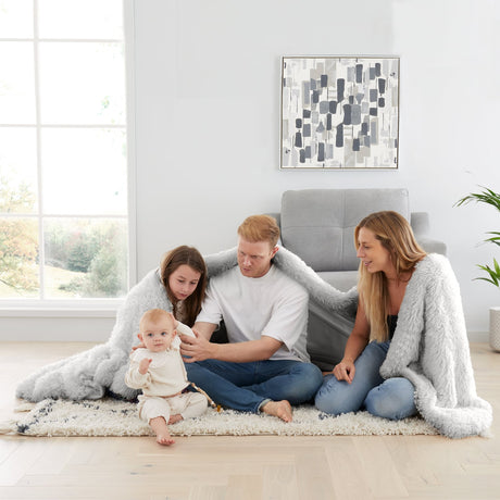 Catherine Lansfield Cuddly Reversible Throw – Silver – 150cm x 200cm / 245cm x 280cm