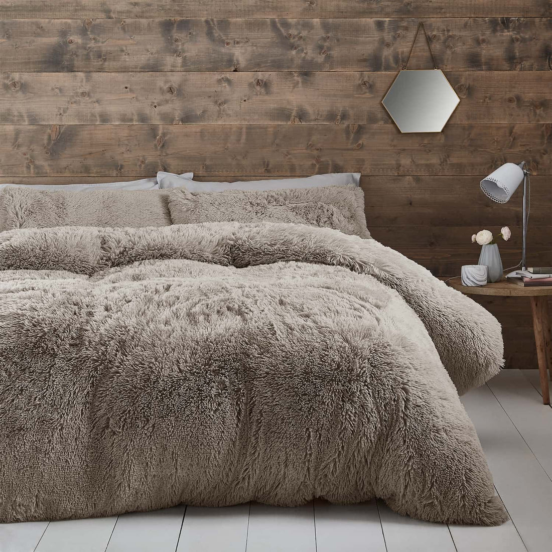 Catherine Lansfield Cuddly Soft and Cosy Natural Duvet Cover Bedding Set