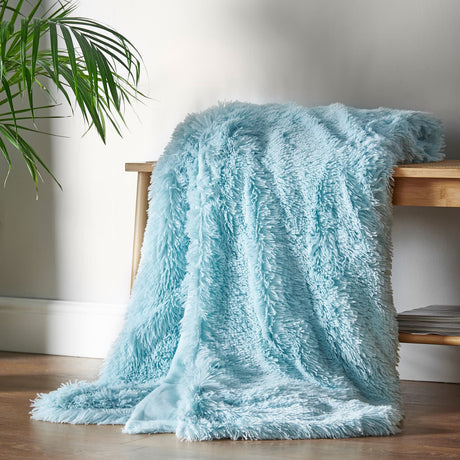 Catherine Lansfield Cuddly Reversible Throw – Duck Egg – 150cm x 200cm