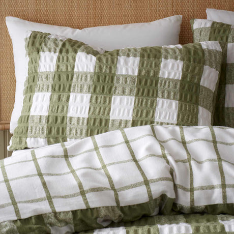 Catherine Lansfield Brushed Seersucker Gingham Cosy Duvet Cover Set 3