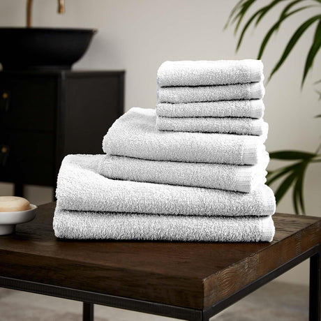 Catherine Lansfield Quick Dry Cotton 8 Piece Towel Bale - White