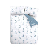 Catherine Lansfield Salcombe Boats Reversible Duvet Cover Set with Pillowcase