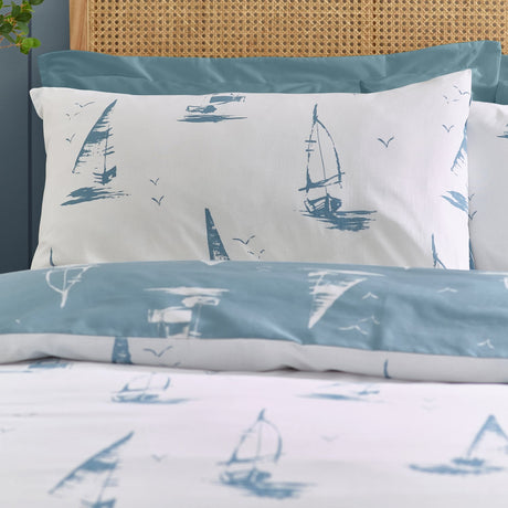 Catherine Lansfield Salcombe Boats Duvet Cover Set - Salcombe Blue Duvet Set