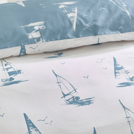 Catherine Lansfield Salcombe Boats Duvet Cover Set - Salcombe Blue Duvet Set
