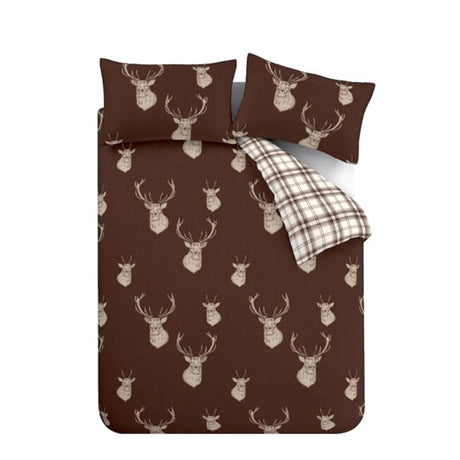 Catherine Lansfield Stag Duvet Cover Set - Stag Chocolate Duvet Set