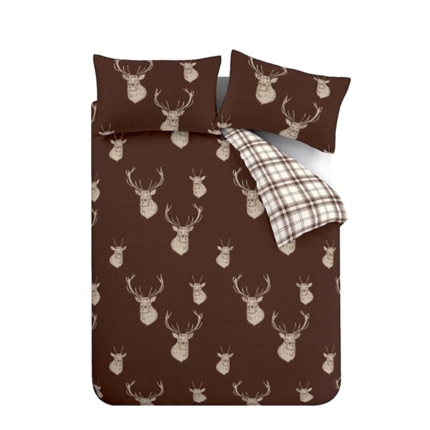 Catherine Lansfield Stag Duvet Cover Set - Soft Green - Stag Chocolate Duvet Set