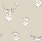 Catherine Lansfield Stag Cream Patterned Wallpaper - Stag Cream Wallpaper
