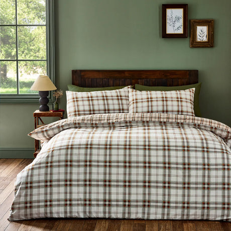 Catherine Lansfield Kelso Check Tartan Duvet Cover Set - Burnt Orange image 7