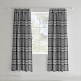 Catherine Lansfield Kelso Check Pencil Pleat Tape Top Curtains - Charcoal Polycotton - Kelso Charcoal Curtains