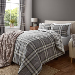 Catherine Lansfield Kelso Check Charcoal Duvet Cover Bedding Set