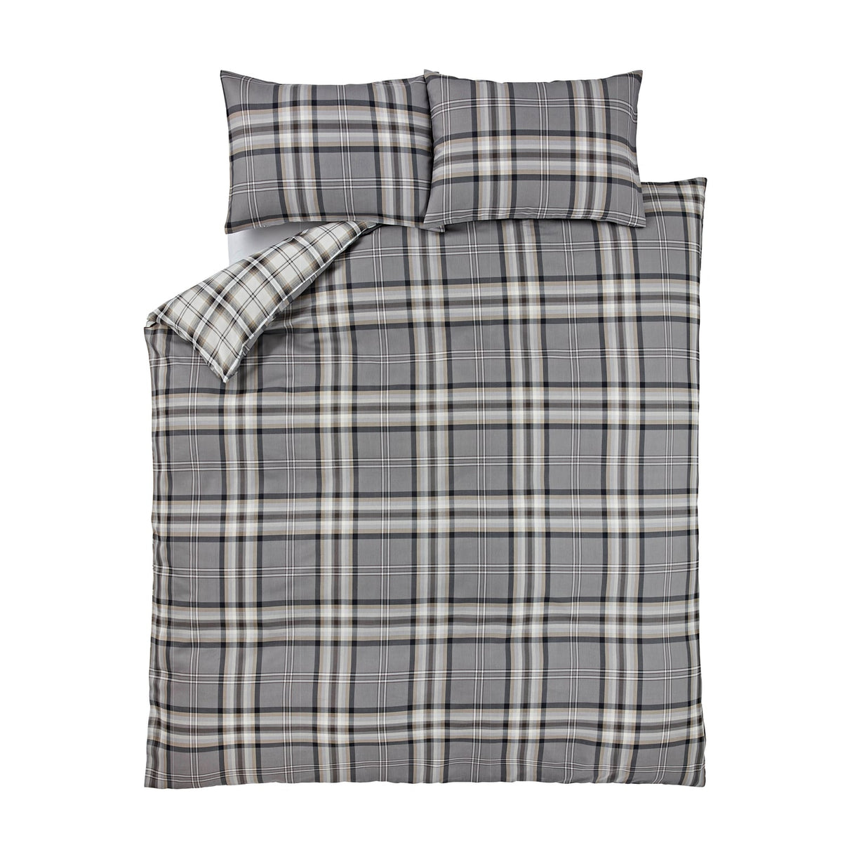 Catherine Lansfield Kelso Check Duvet Cover Set - Kelso Charcoal Duvet Set
