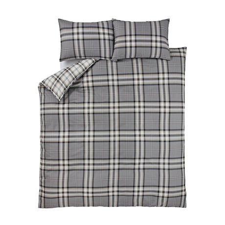 Catherine Lansfield Kelso Check Duvet Cover Set - Kelso Charcoal Duvet Set