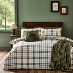 Catherine Lansfield Kelso Check Burnt Orange Duvet Cover Bedding Set